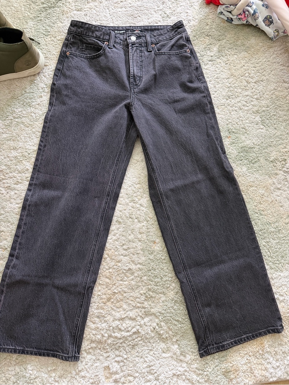 Old Navy Extra High-Rise Wide Leg Jeans - Black Wash